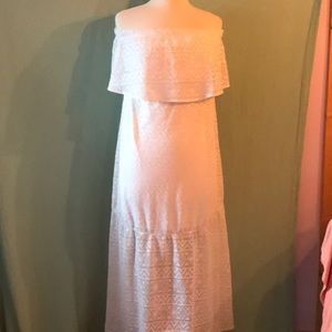 Strapless convertible straps lace white  maxi, M